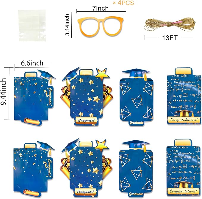 pinkblume Graduation Party Decorations Navy Blue and Gold Grad Photo Banner - Image 2