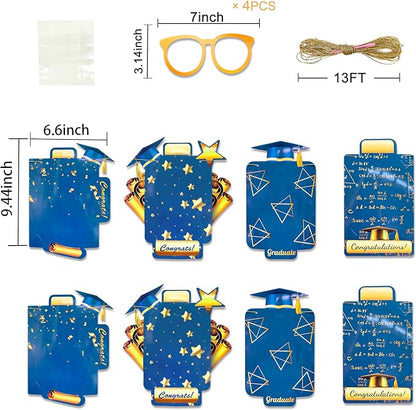 pinkblume Graduation Party Decorations Navy Blue and Gold Grad Photo Banner - Image 2