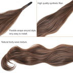 Chicmoi Brown Ponytail Extainson 32 Inch Flexible Wrap Around Ponytail Hair Extension 8# Long Wavy Pony Tails hair Extension Chocolate Brown Synthetic Hairpieces For Women and Girls