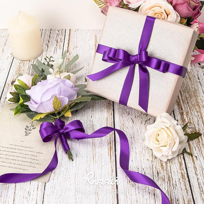 Ribbli Purple Satin Ribbon 5/8 inch x Continuous 25 Yards, Double Faced Satin - Image 3