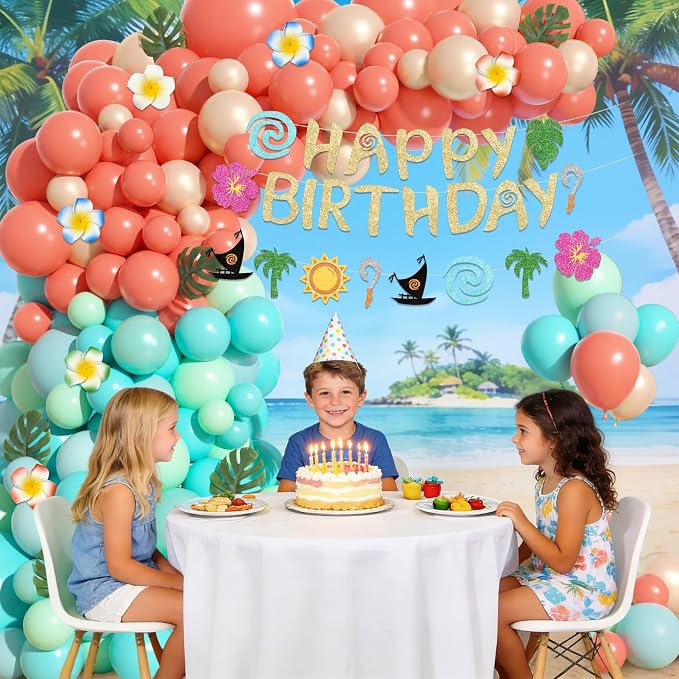 165Pcs Tropical Balloons Summer Birthday Party Decorations | Coral Pearl Rose - Image 3