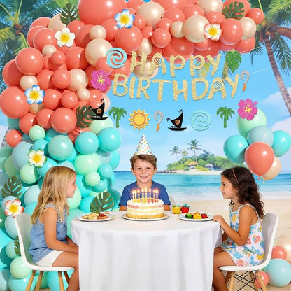 165Pcs Tropical Balloons Summer Birthday Party Decorations | Coral Pearl Rose - Image 3