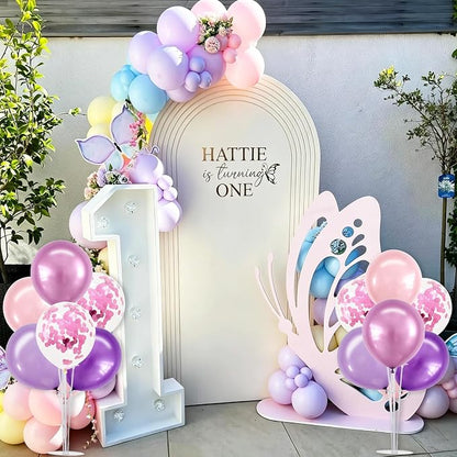 TONIFUL 4 Metallic Purple Pink Balloon Stand Balloon Centerpieces - Image 4