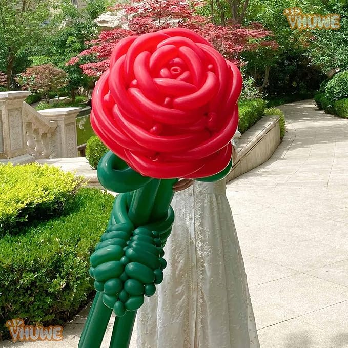 260 Balloons Red, Thickened 100 Pack Long Balloons Twisting Skinny Magic - Image 3