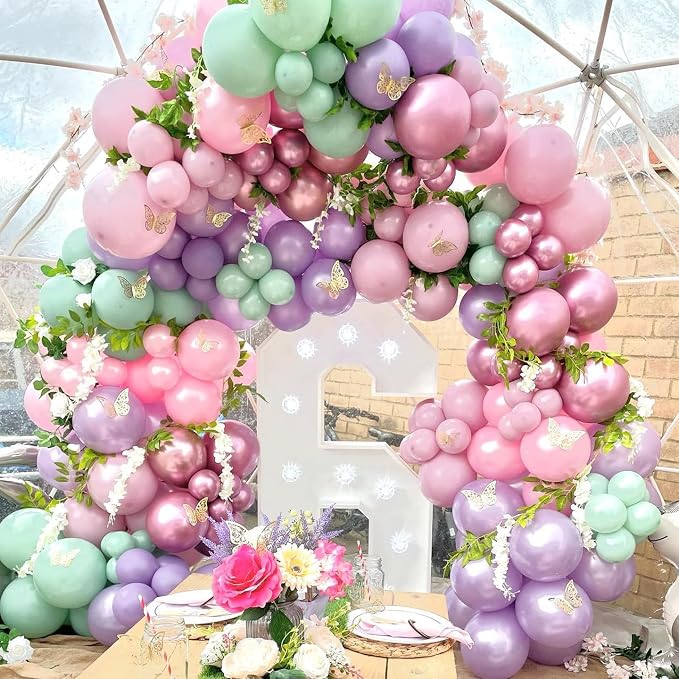 Double Pearl Purple Stuffed Balloons Different Size 115Pcs 5/10/12/18" Light - Image 6