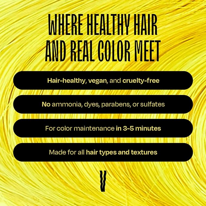 Overtone Semi Permanent Hair Color Conditioner, Extreme Yellow, 8 oz, Nourishing, Damage-Free, Color Depositing Mask for All Hair Types with Shea Butter & Coconut Oil, Vegan & Cruelty-Free