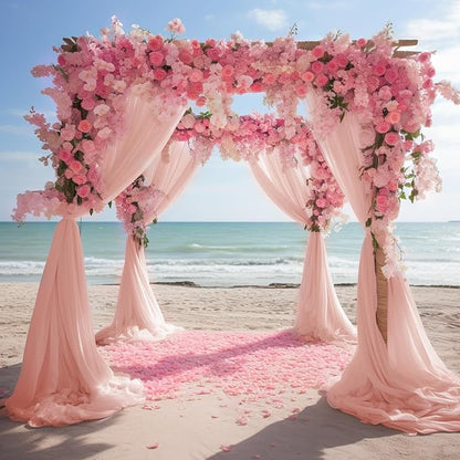 Blush Wedding Arch Draping Fabric Backdrop Drapes Sheer 6 Panels | 28.7"x20FT - Image 7