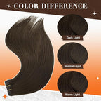 Full Shine Seamless Hair Extensions Clip in Dark Brown Hair Extensions Clip ins Brown Invisible Clip in Hair Extension Remy Hair for Short 12 Inch 3 Pcs 60 G