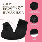 GOO GOO Clip in Hair Extensions Real Human Hair, Remy Human Hair Extensions Clip ins for Women, Natural Human Hair, 16inch 150g 9Pcs, 1 Jet black