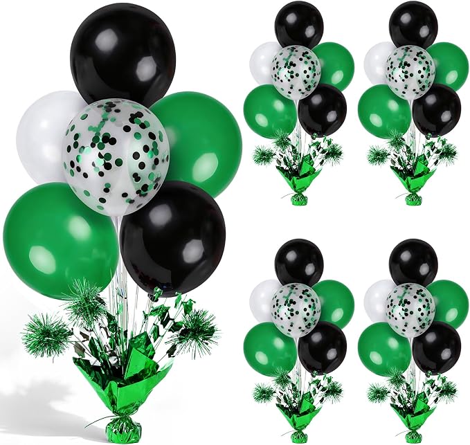 4 Set Green Black Balloon Centerpieces by Unknown