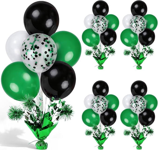 4 Set Green Black Balloon Centerpieces by Unknown