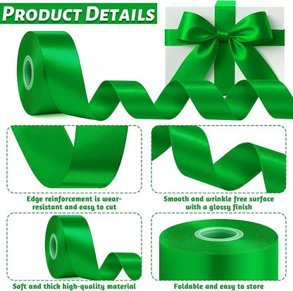 30Yards 1 1/2In Green Ribbon for Gift Wrapping St. Patrick's Party Favors | - Image 3