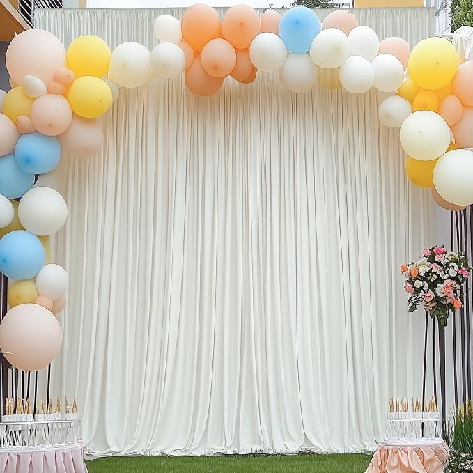 60×14ft Wrinkle Free Ivory Backdrop Curtain, Soft Silky Easy to Drape Cream - Image 6