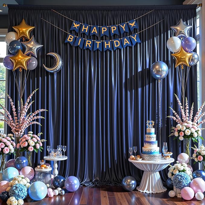 20x10ft Navy Blue Glitter Backdrop Curtain - Image 7