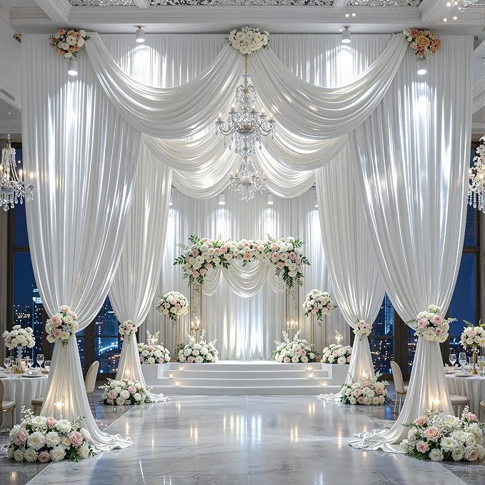 30x10ft White Glitter Backdrop Curtain - Image 3