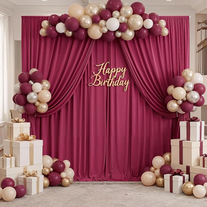 30ft x 10ft Maroon Backdrop Curtains - Image 5