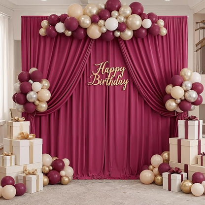 40ftx10ft Wrinkle Free Maroon Backdrop Curtains - Image 4