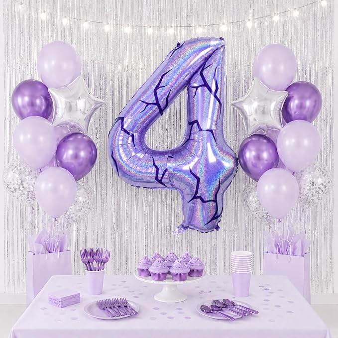 40 Inch Purple Kpop Number 4 Balloon - Image 4