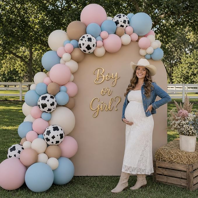 Pink and Blue Balloons, 12 Inch Double Stuffed Pink Blue Brown Boy or Girl - Image 5