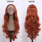 Long Copper Red Synthetic Lace Front Wig Heat Resistant Body Wave Lace Front Wavy Wigs Free Part Natural Hair Wig for Women 24 Inch Fashion Glueless (24 Inch, Copper Red)