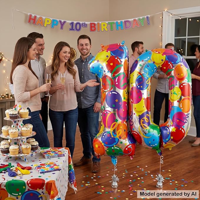 40 Inch Number 10 Balloon Colorful Foil Balloons - Image 5
