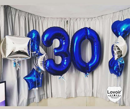 Navy Blue 30 Number Balloons, 40 Inch Giant Number 30 Balloons Foil Mylar - Image 6