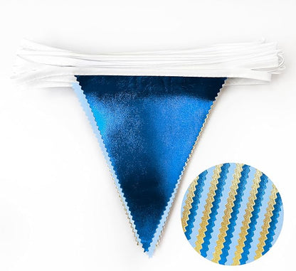 Gold Blue Party Decoration Gradient Blue and Gold Triangle Pennant Banner Flag - Image 3