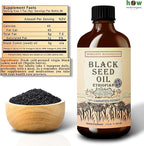 Black Seed Oil 8 oz - Cold Pressed Ethiopian Black Cumin Nigella Sativa, 3X Thymoquinone, 100% Pure Liquid in Glass Bottle - Supports Immune, Hair, and Skin Health