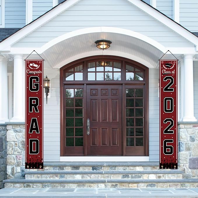 OHOME Graduation Decorations 2026 2027- Maroon Congrats Grad Porch Banner - Image 4