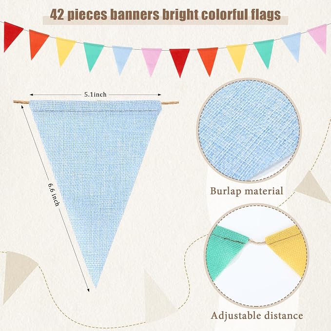 HESTYA 42 Pieces Colorful Pennant Banner Flag Multicolor Bunting Triangle - Image 2