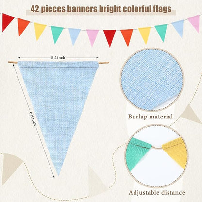 HESTYA 42 Pieces Colorful Pennant Banner Flag Multicolor Bunting Triangle - Image 2
