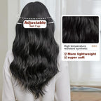 EMMOR Black Wigs for Women Long Curly Wigs With Bangs Water Wavy Synthetic Wig, Party Cosplay Daily Use