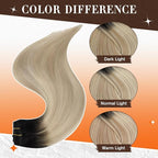 Full Shine Ombre Clip in Hair Extensions Brown Rooted to Ash Blonde and Platinum Blonde 14 Inch Real Hair Extensions Clip in Brown Ombre Ease of Use 3 PCS 60 G