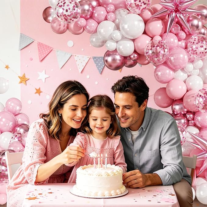Pink Balloons Arch Kit for Birthday Party Decorations | 140Pcs Metallic Light - Image 6