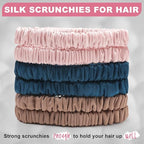 6Pcs Silk Hair Ties Small 22 Momme 100% Pure Mulberry Silk Scrunchies for Women Girls Thin Skinny Hair Sleep Scrunchies No Damage(Color 06)