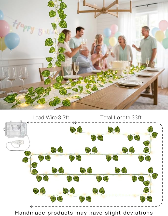 33FT Watermelon Vines with Lights Battery&USB Powered Copper Wire | 100Led - Image 7