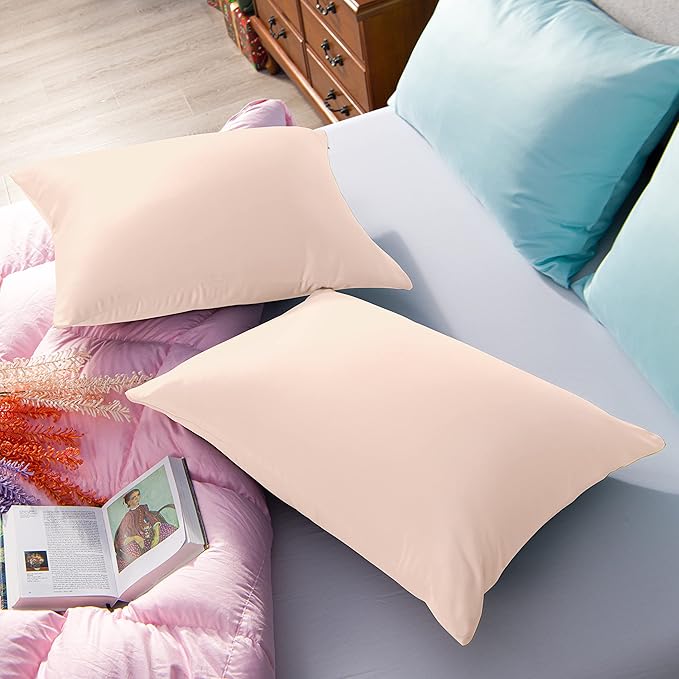 NTBAY Zippered Satin Pillow Cases for Hair and Skin, Luxury Standard Hidden Zipper Pillowcases Set of 2, 20x26 Inches, Pink
