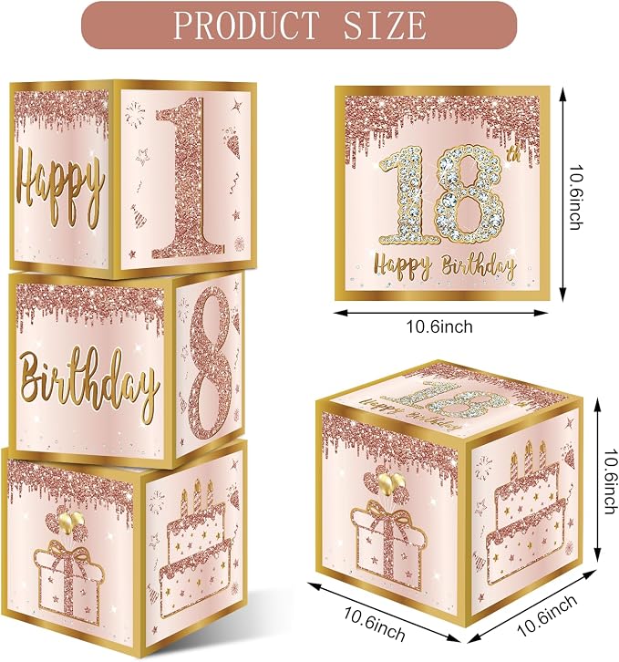Guiruiy 3Pcs 18th Birthday Decorations Balloon Gift Boxes - Image 2