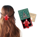 "Worry Angle" Anxiety Relief Gifts for Women Girls, Premium Acetate French Hair Barrette Clip, Cute Unique Birthday Inspirational Gifts, Selfcare Christmas Wishing Well Gifts With Gift Box