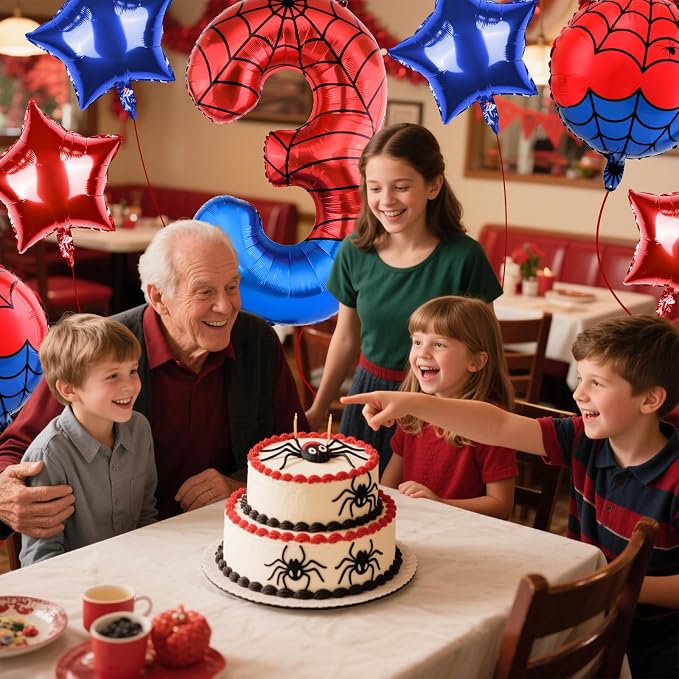 40 Inch Spider Theme Number Balloon, Number Block Foil Number 3 Balloons Large - Image 7