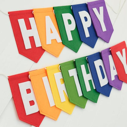 Felt Red Orange Yellow Green Blue Purple Happy Birthday Banner Birthday - Image 5