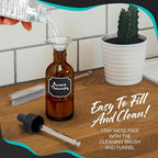 Nevlers 4 oz Amber Glass Dropper Bottle 24 Pack | Glass Tincture Bottles with Dropper for Oils, Medicine & Serums | Leakproof Amber Bottles Set w/Label Stickers, Marker, Funnel, Brush & Shrink Wrap
