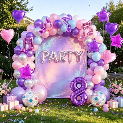 TONIFUL Girl‘s Purple Pink Music Themed 8th Birthday Decorations | 40 Inch - Image 3