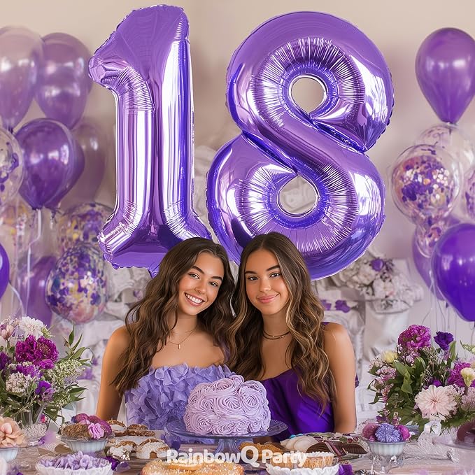 RainbowQ Purple 1 Balloon Number 40 Inch 0-40 Foil Large Balloons | Big Mylar 1 - Image 5