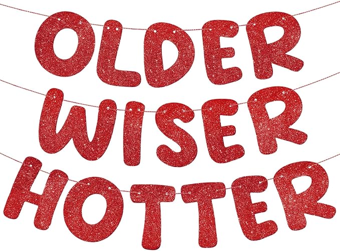 Fulmoon Set of 3 Pre Strung Older Wiser Hotter Glitter Banner Funny Birthday by Fulmoon