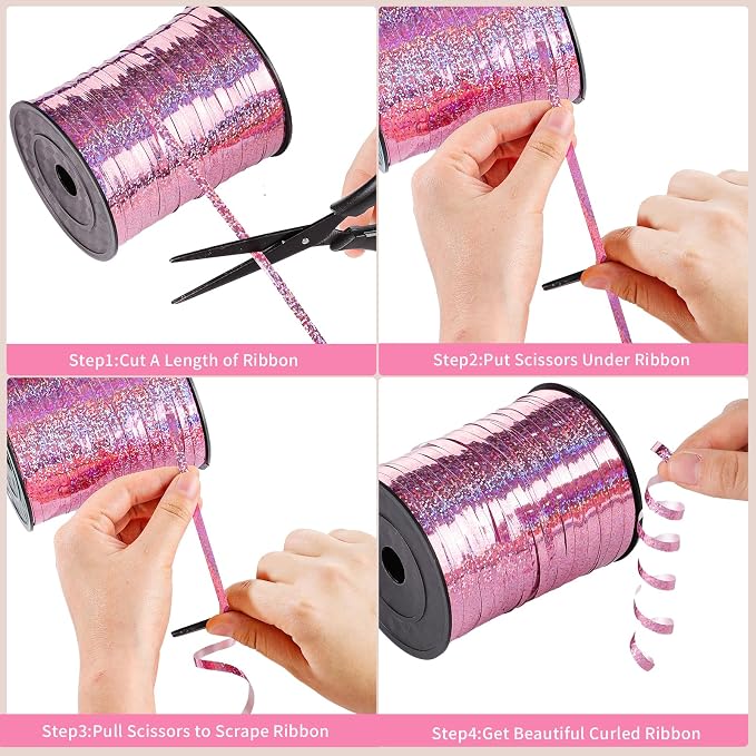woric Pink Curling Ribbon 600 Yards 1/5 Inch - Image 3
