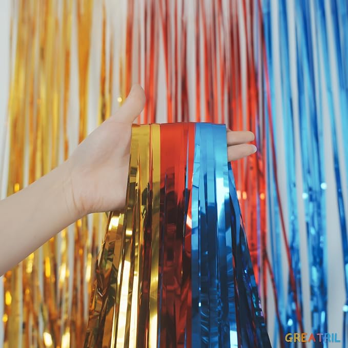 Gold Red Blue Party Backdrop - Image 2