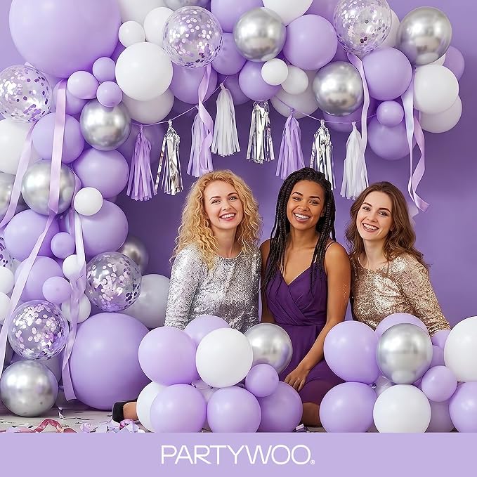 PartyWoo Lavender Balloons 85pcs Light Pastel Purple Lilac Color | 18 12 10 5 - Image 5