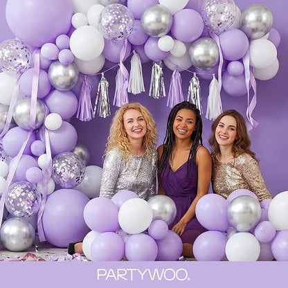 PartyWoo Lavender Balloons 152pcs Light Pastel Purple Lilac Color | 18 12 10 5 - Image 5