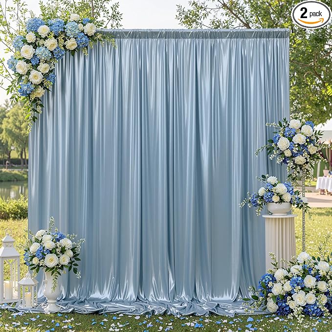 10x10FT Baby Blue Sequin Backdrop Curtain by Unknown